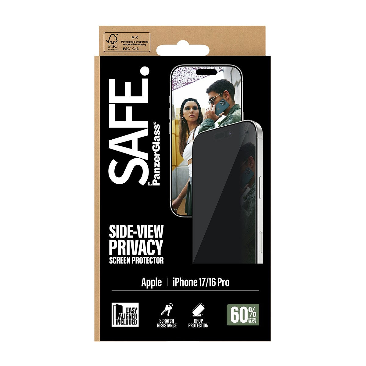 SAFE. by PanzerGlass® Privacy Displayschutz iPhone 17 | iPhone 16 Pro | Ultra-Wide Fit m. EasyAligner